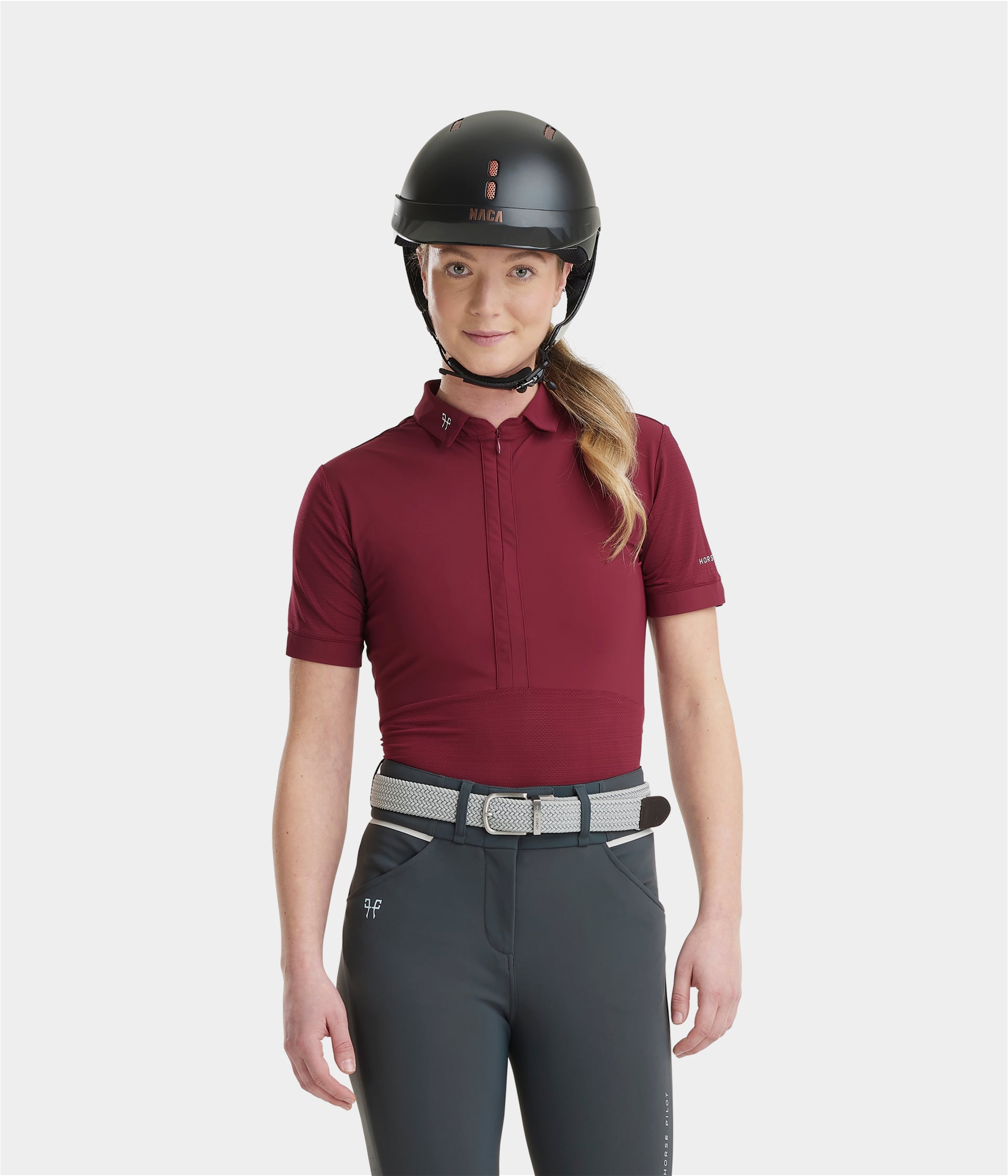 HORSE PILOT Aeromesh SS Polo Shirt Women - Dark Red