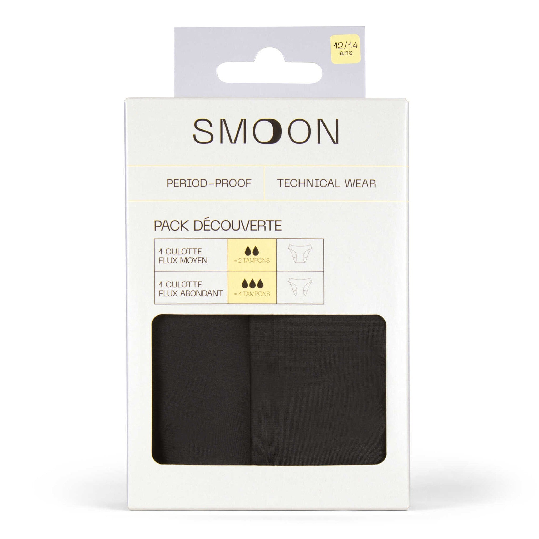 SMOON 2-Pack Menstrual Panties for Moderate to Heavy Flow - Kids Black - 983400022_packshot_2