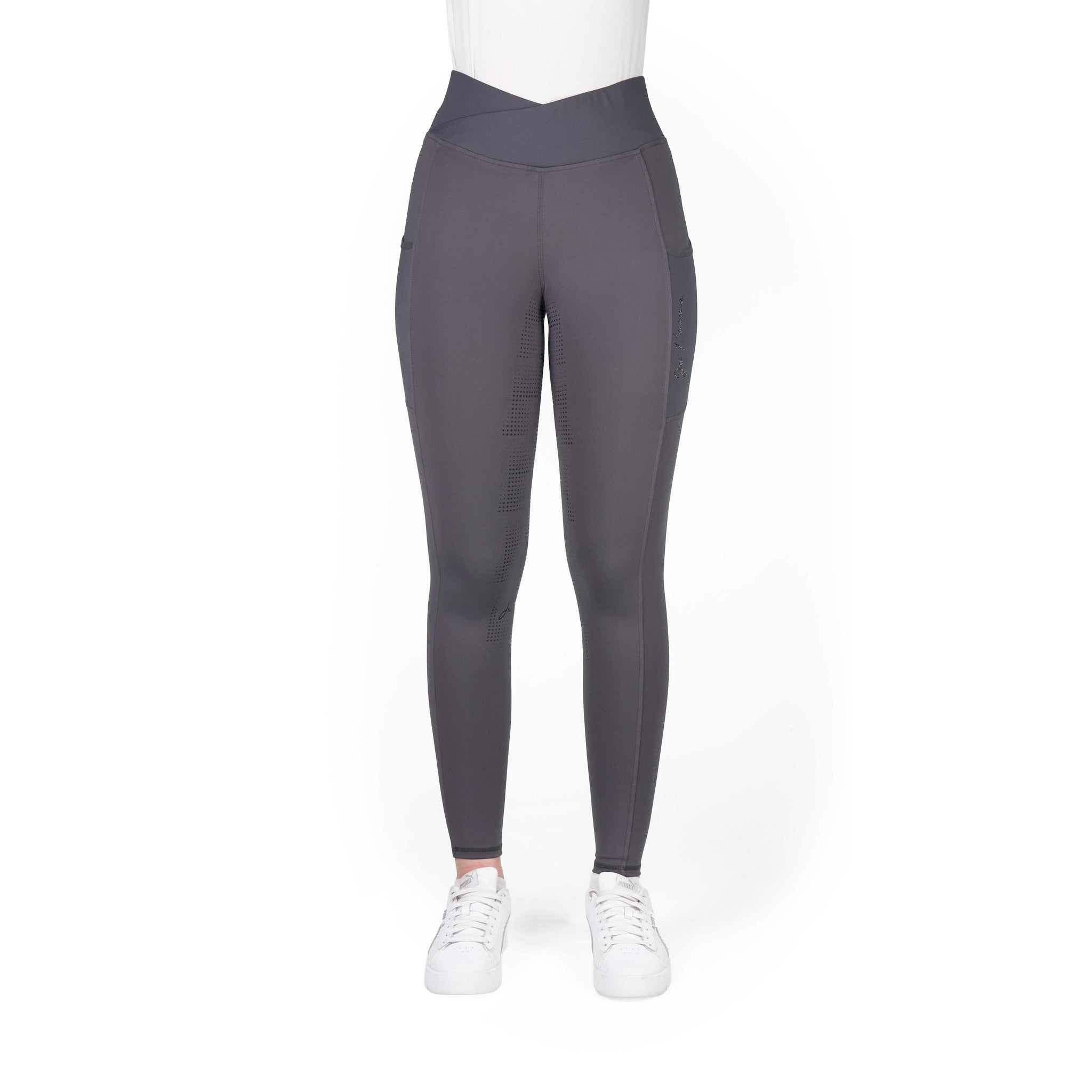 Je t'aime EQUITHÈME Flora seat grip Riding Leggings - Ladies Dark grey 979163436