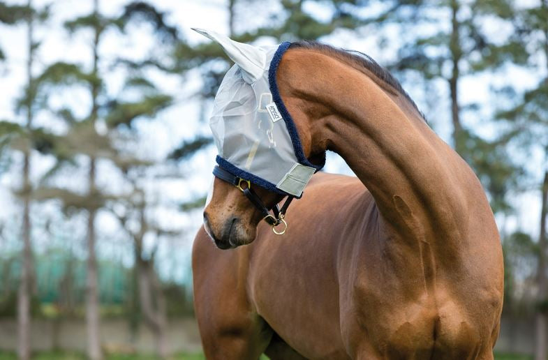 Amigo fly mask by Horseware Grey/navy