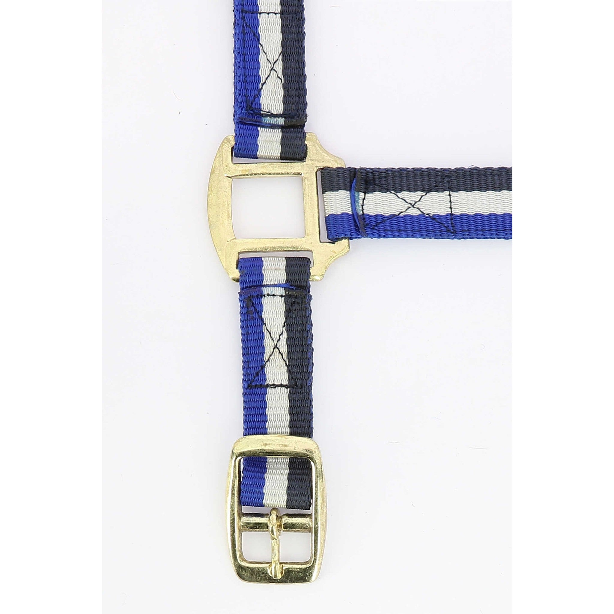 Norton Leather lined nylon headcollar Navy/white 510190716