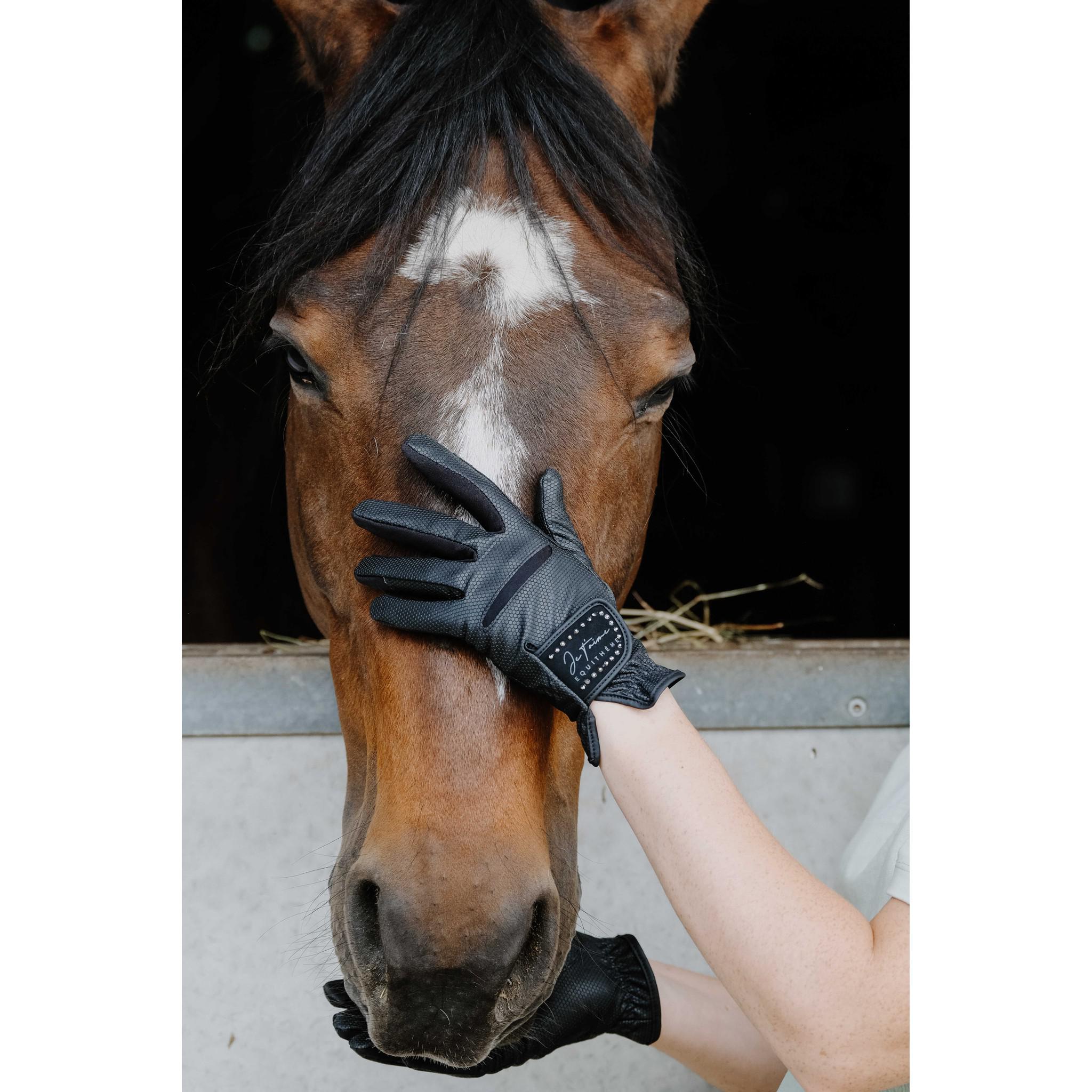 Je t’aime EQUITHÈME Strass Gloves - Adult Black/black 930016022