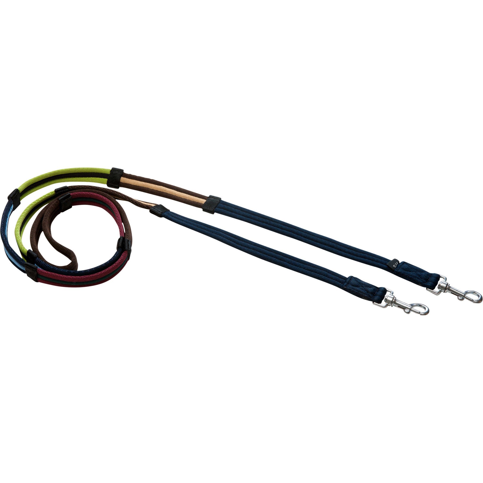 Norton Club Padded educative reins Black, multicolour thread, nickel plated brass buckle 305020003
