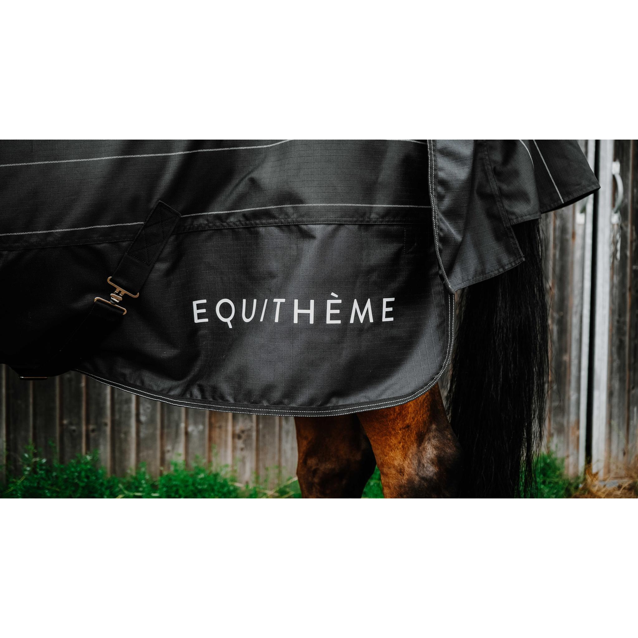 EQUITHÈME Tyrex 600D Lumin Turnout Rug - Standard Black - 400589059_ambi_4