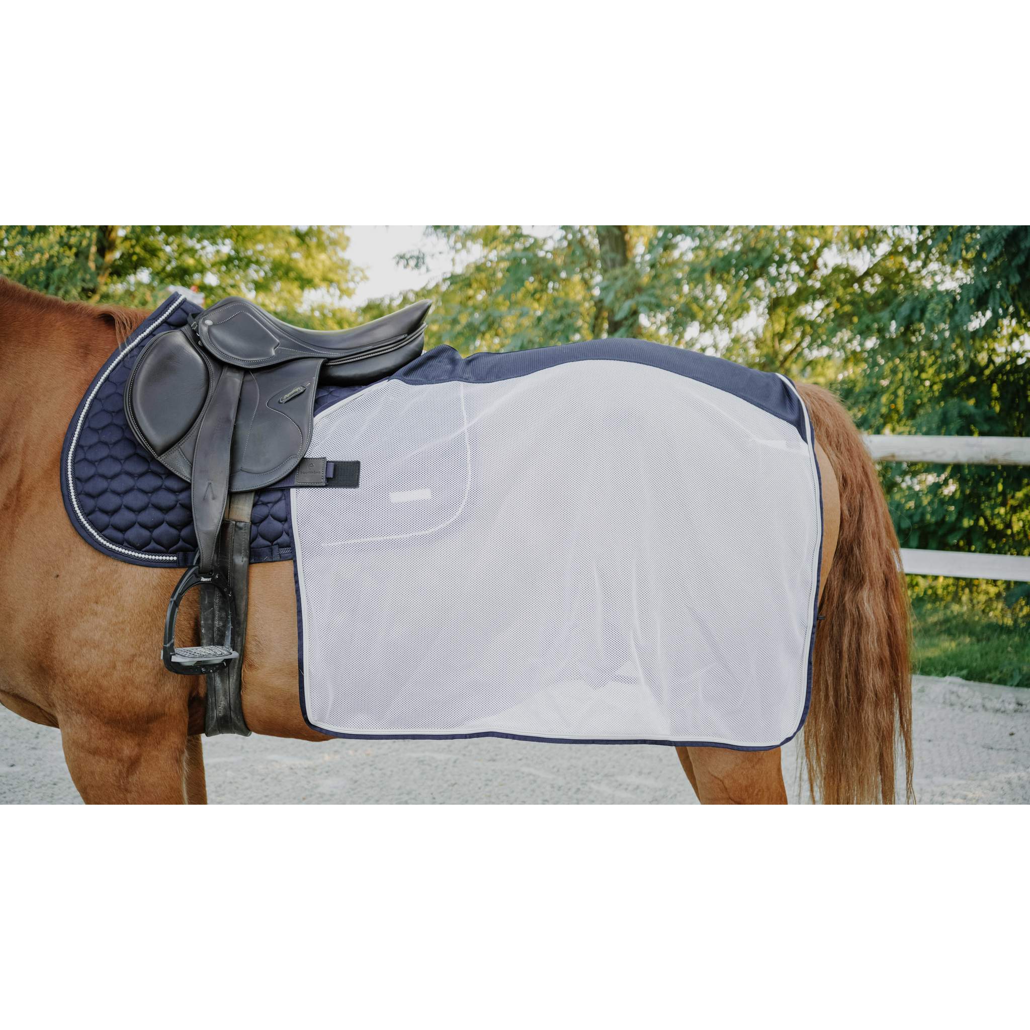 EQUITHÈME Square Flycool Quarter Sheet Navy/white - 400008140_ambi_1