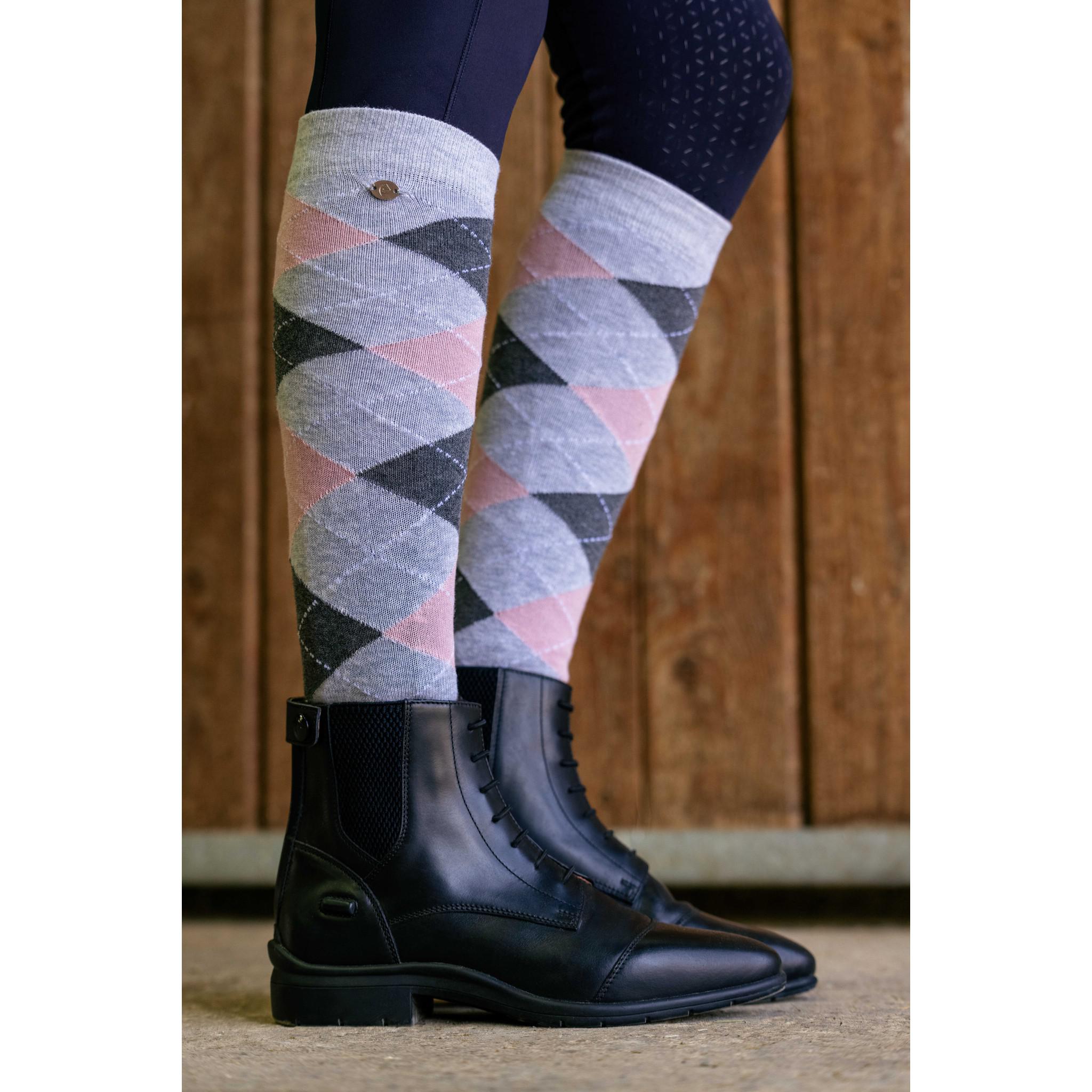 EQUITHÈME Argyle socks - Women Grey/pink 986391116