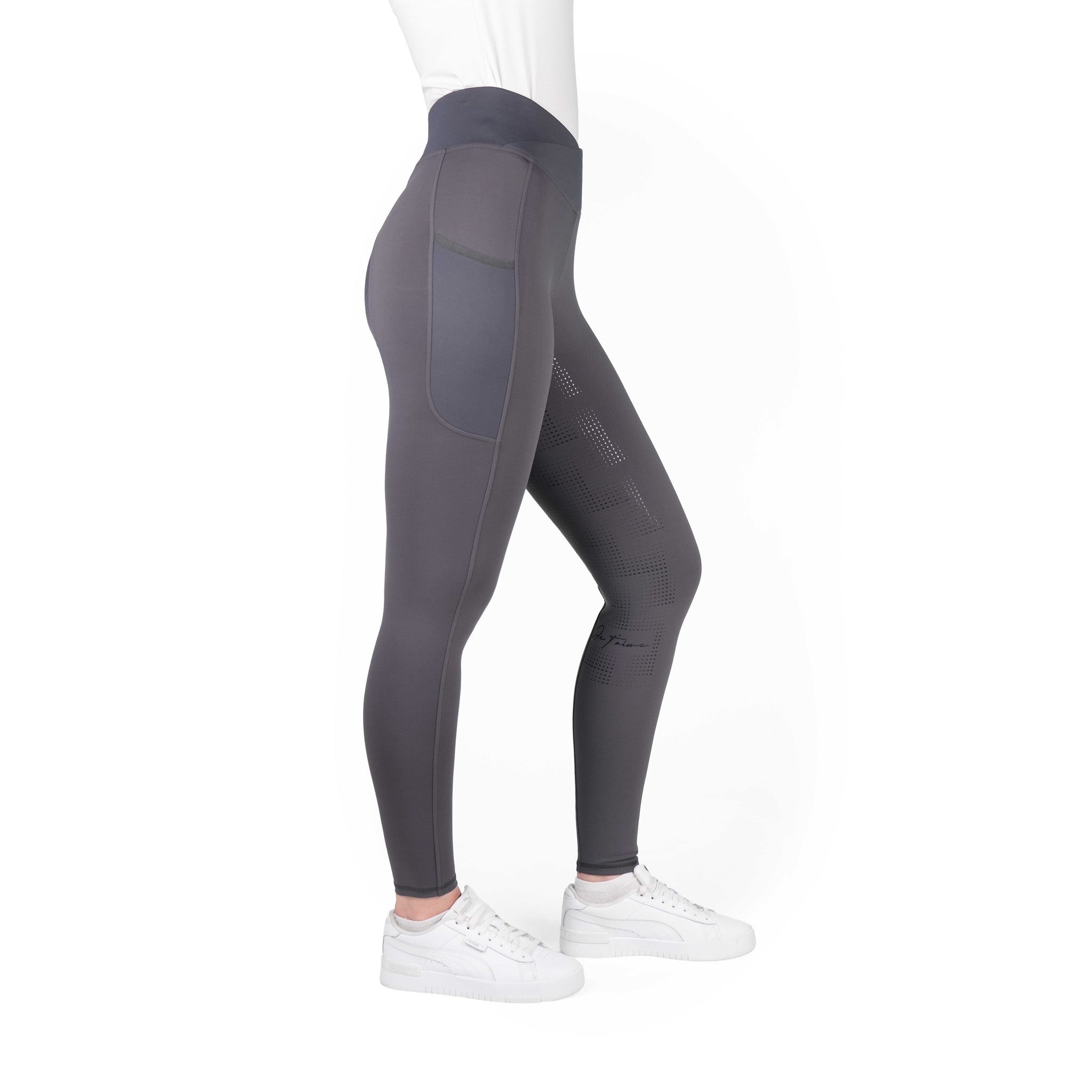 Je t'aime EQUITHÈME Flora seat grip Riding Leggings - Ladies Dark grey 979163436