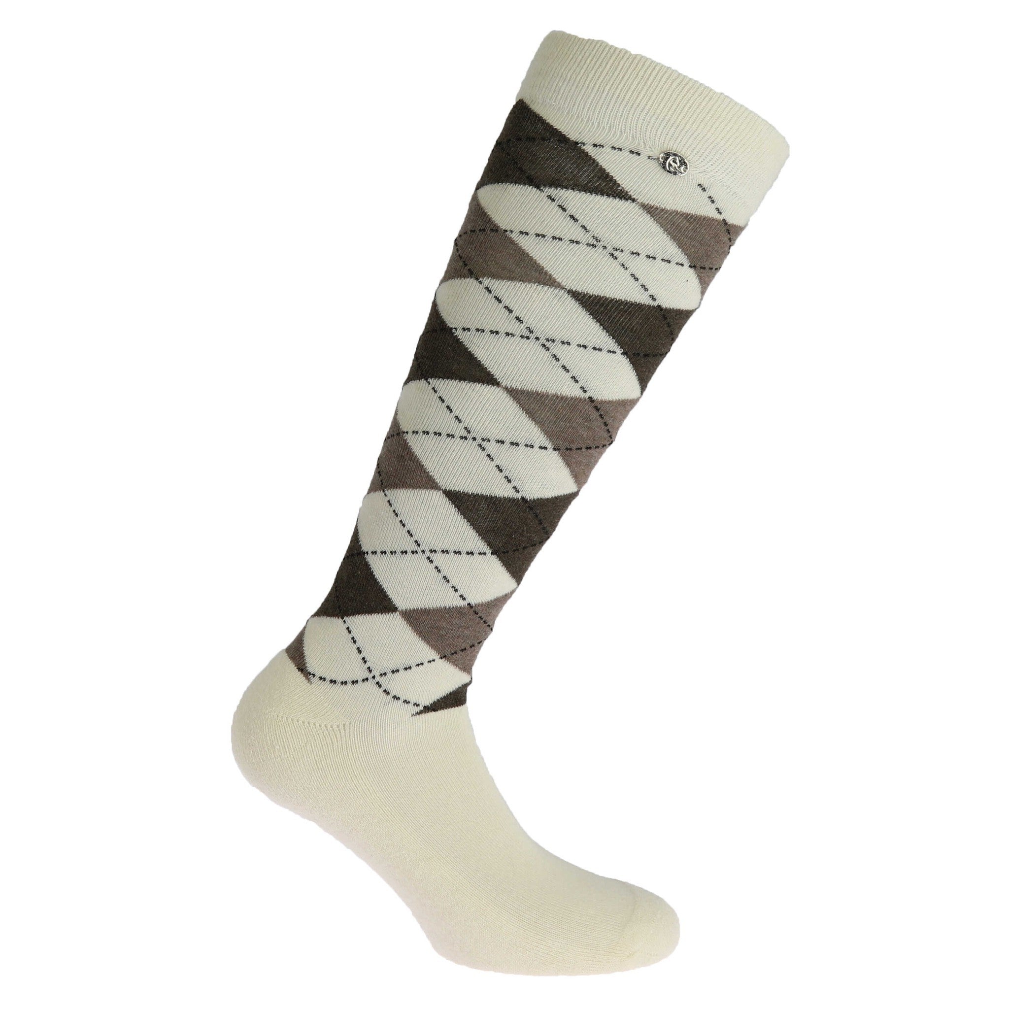 EQUITHÈME Argyle socks - Women Ecru/brownish grey 986392014