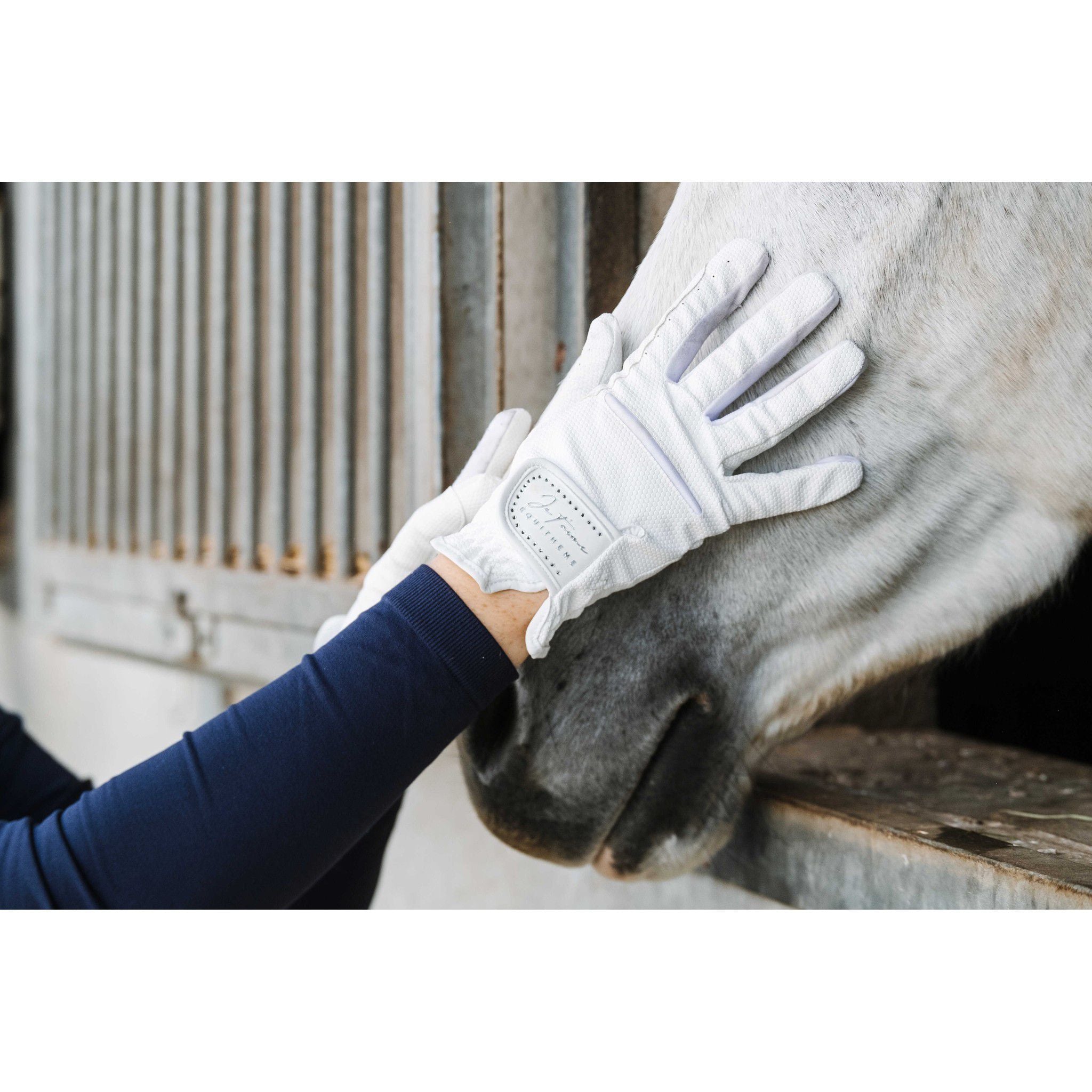 Je t’aime EQUITHÈME Strass Gloves - Adult White 930016012