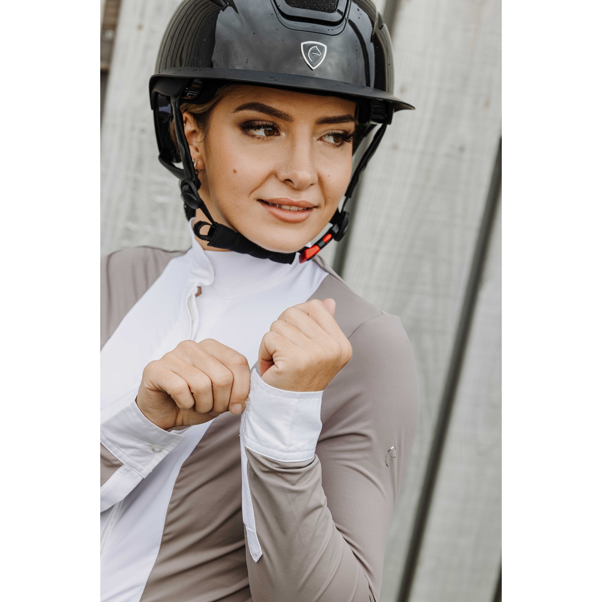EQUITHÈME Julie Show Shirt - Ladies - Taupe - 962124271_ambi_3