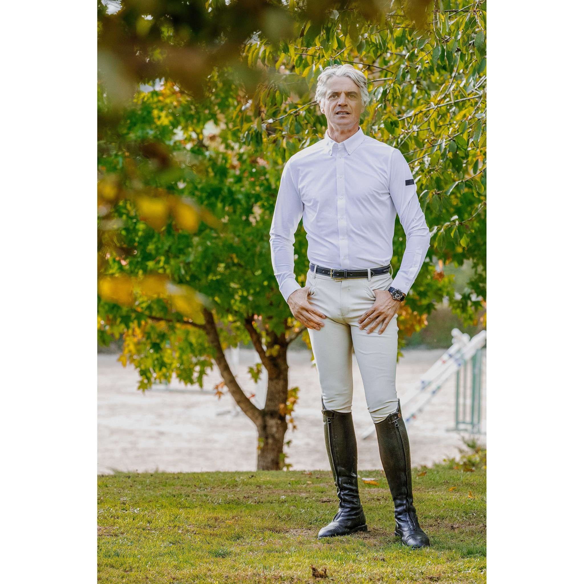 EQUITHÈME Long-Sleeved Competition Polo - Adrien White 962115013