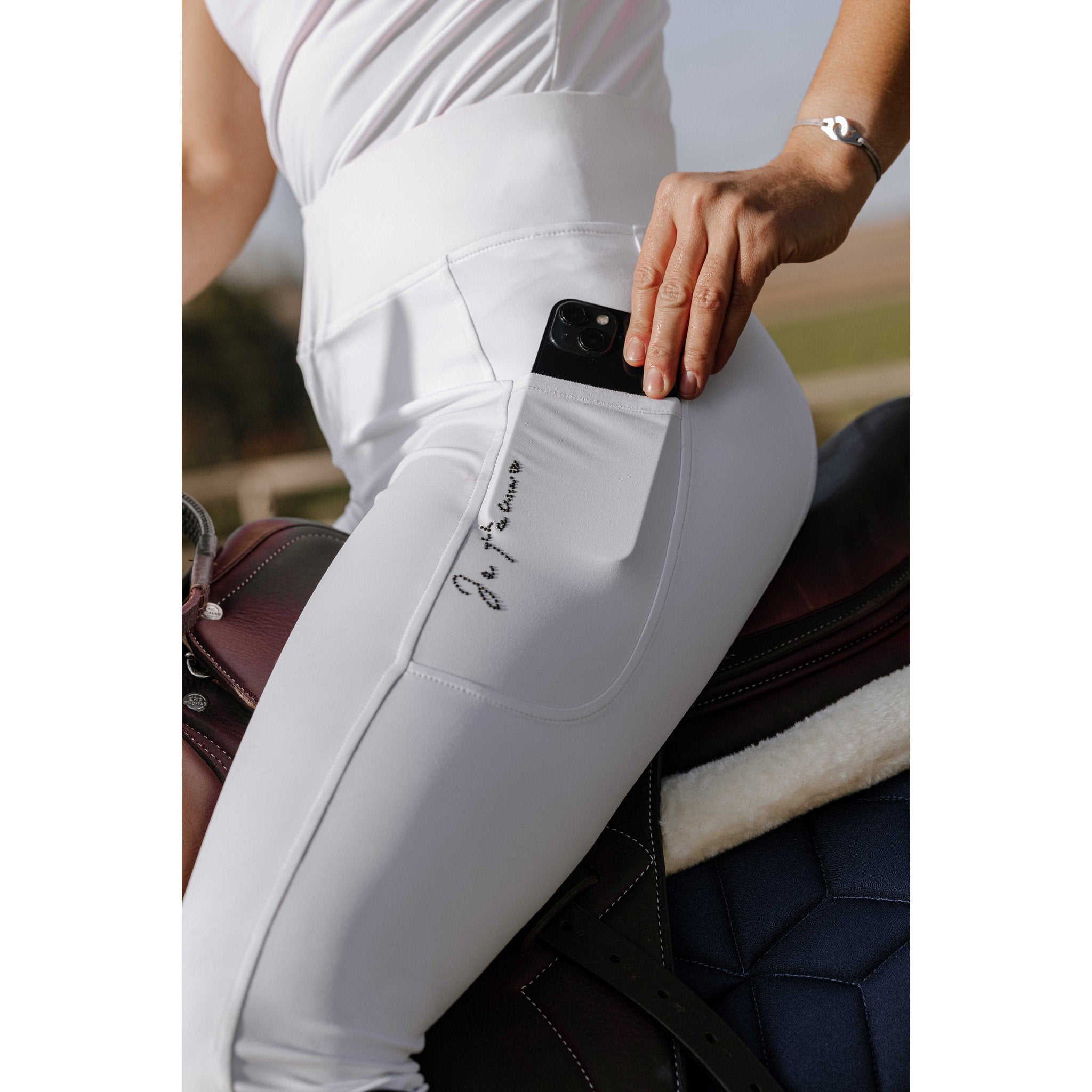 Je t'aime EQUITHÈME Flora seat grip Riding Leggings - Ladies White 979163136