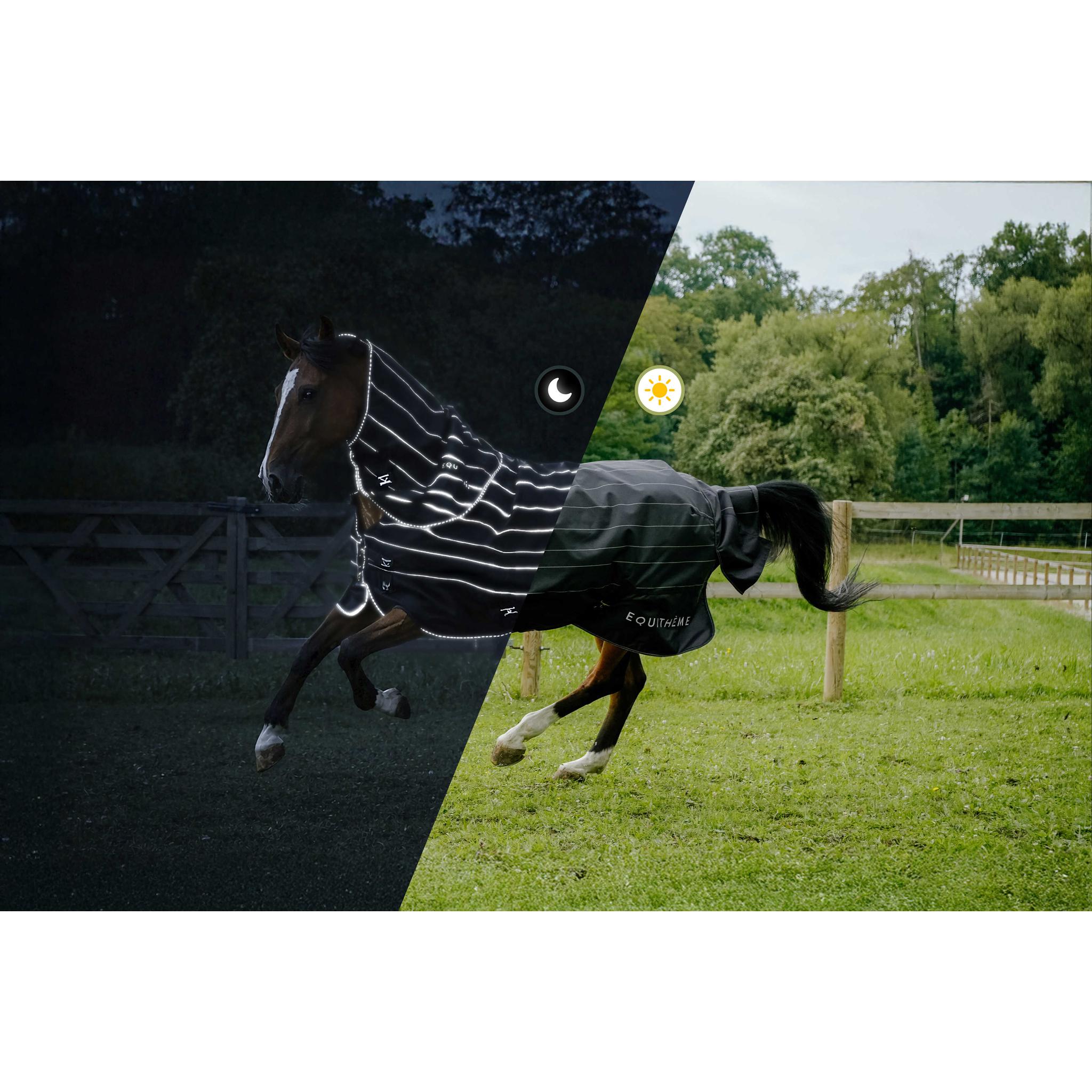 EQUITHÈME Tyrex 600D Lumin Turnout Rug - Standard Black - 400589059_ambi_7