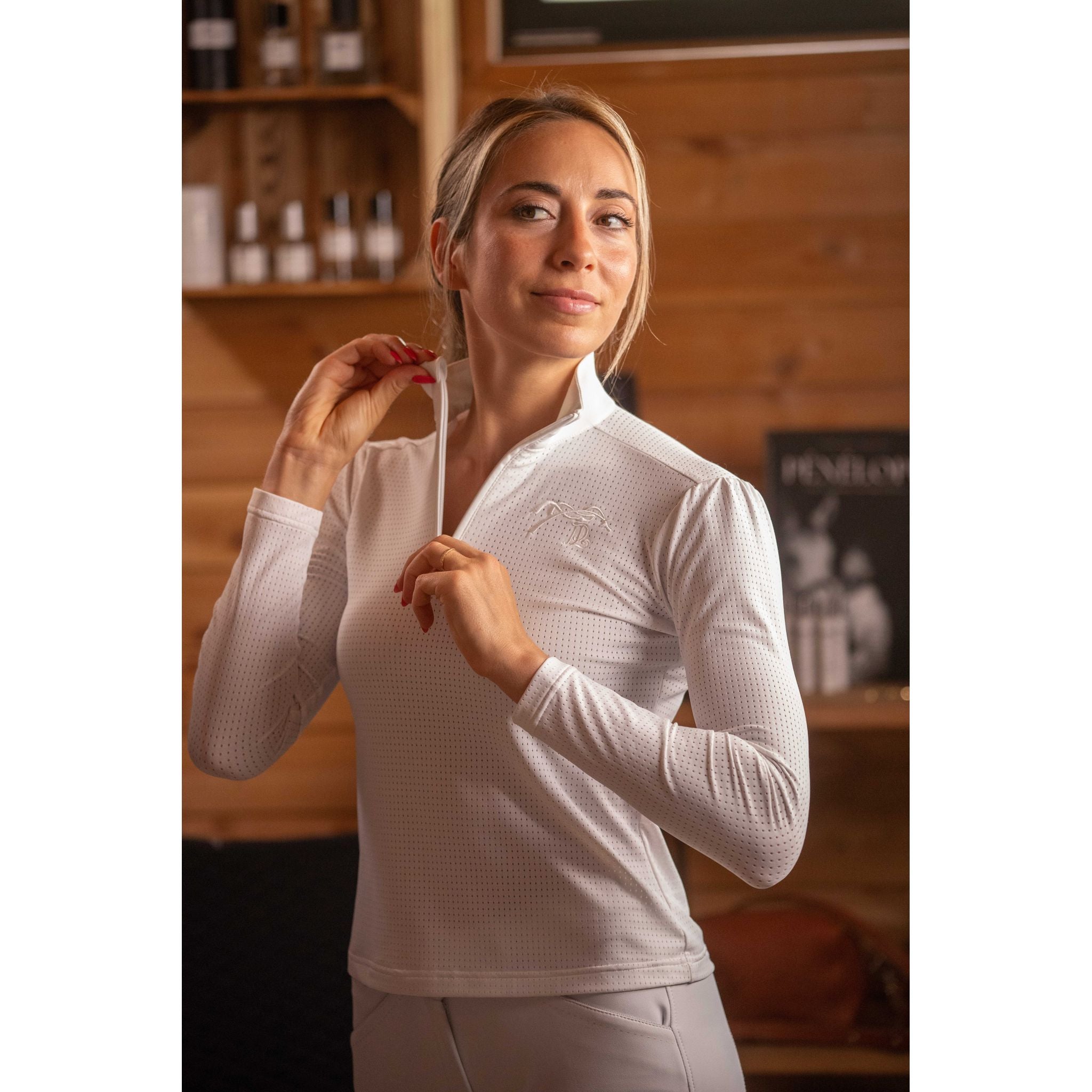 Pénélope Bruges Mesh Competition Polo Shirt - Ladies White - 987926011_ambi_12