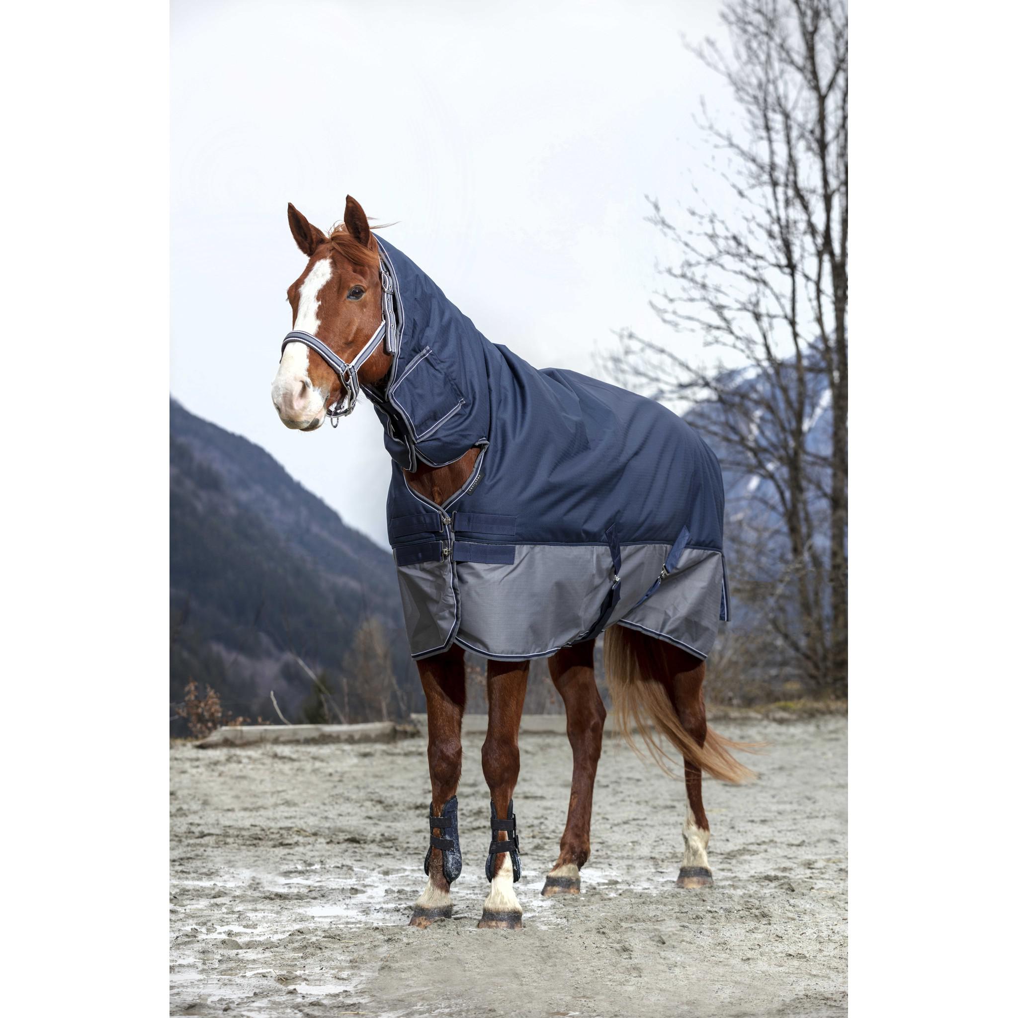 EQUITHÈME Tyrex 600D turnout rug - Combo Navy blue/grey 400920763
